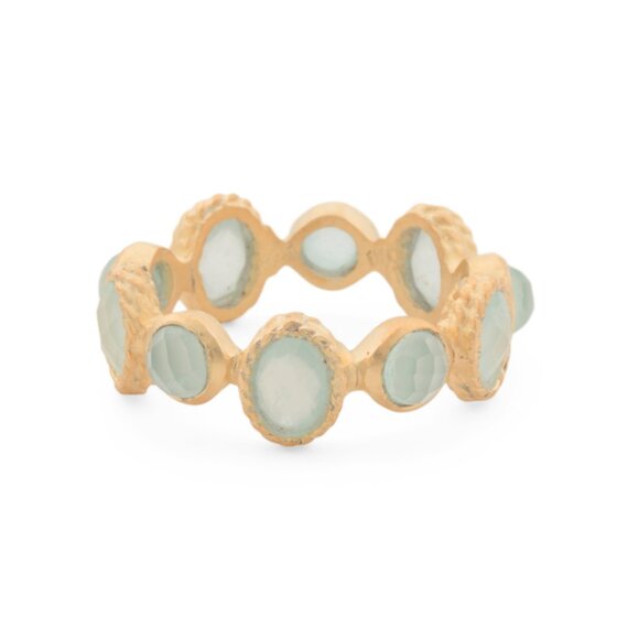 SHAANTI JEWELS aqua Made In India Sterling Silver Aqua Chalcedony Satin Ring - Picture 1 of 2